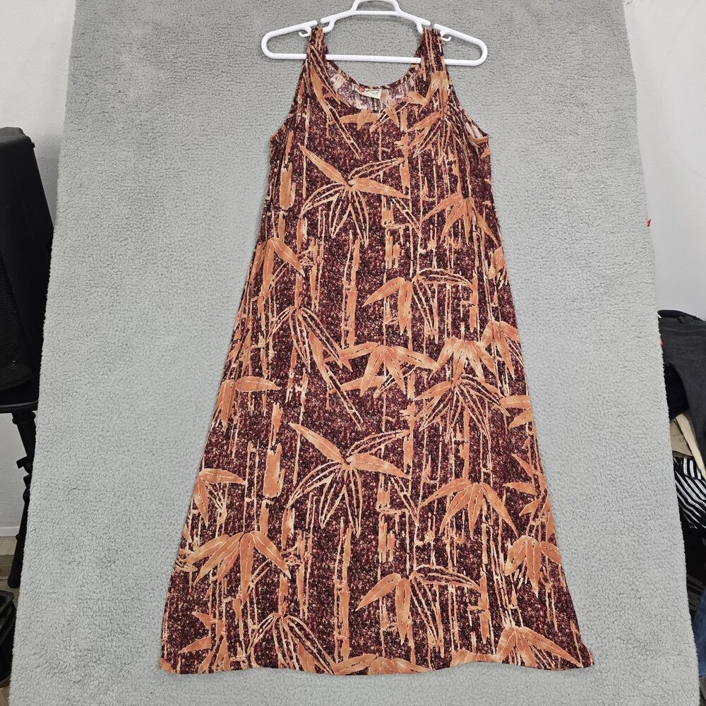 Vintage Hilo Hattie Hawaiian Maxi Dress XL Made in Hawaii Rayon Bamboo Tropical - Picture 2 of 16